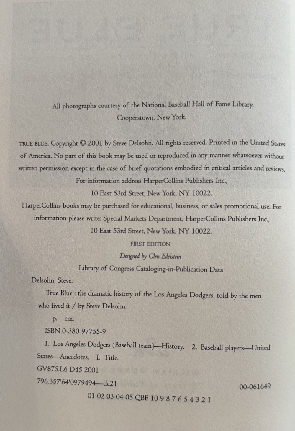 True Blue - Steve Delsohn (HarperCollins Publushers - Hardcover) book collectible [Barcode 9780380977550] - Main Image 3