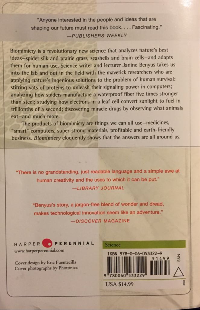Biomimicry - Janine Benyus (HarperCollins - Paperback) book collectible [Barcode 9780060533229] - Main Image 2
