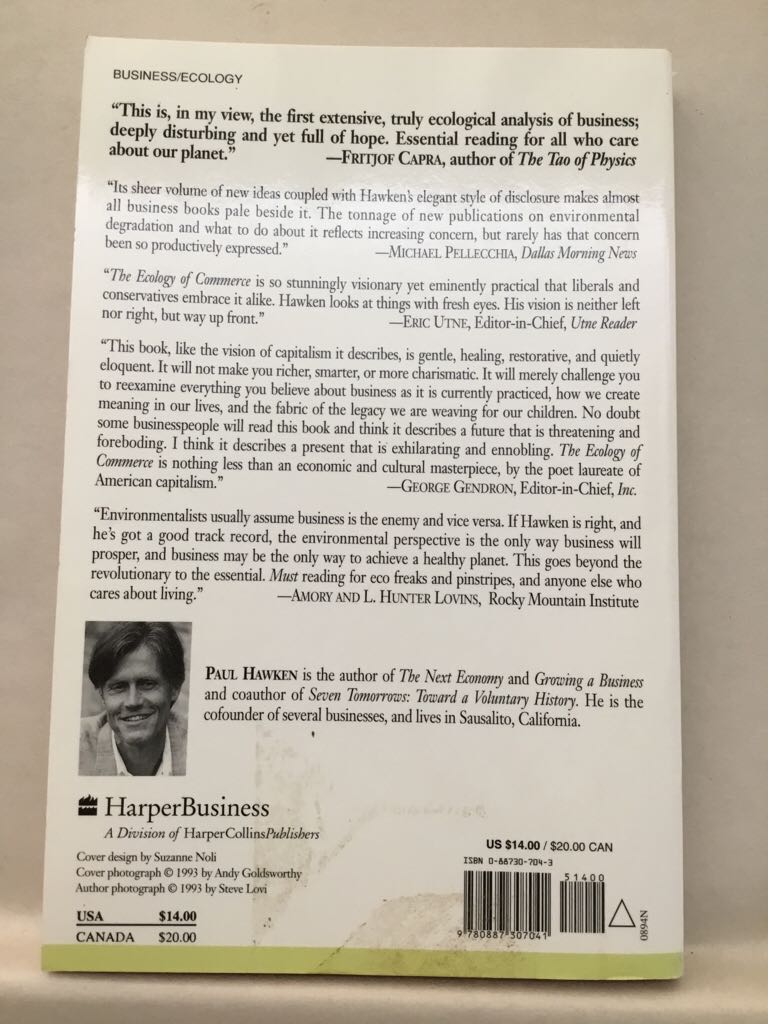 The Ecology of Commerce - Paul Hawken book collectible [Barcode 9780887307041] - Main Image 2