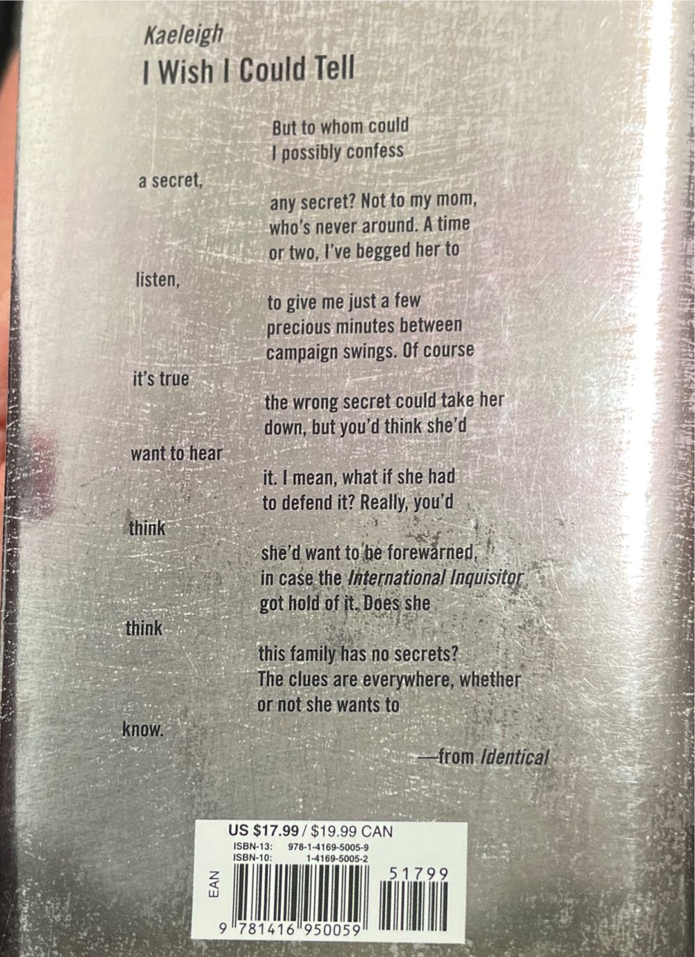 Identical - Ellen Hopkins (Margaret K McElderry - Hardcover) book collectible [Barcode 9781416950059] - Main Image 2