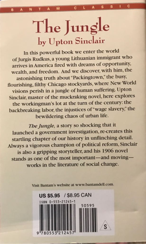 The Jungle - Upton Sinclair (Bantam Classics - Paperback) book collectible [Barcode 9780553212457] - Main Image 2