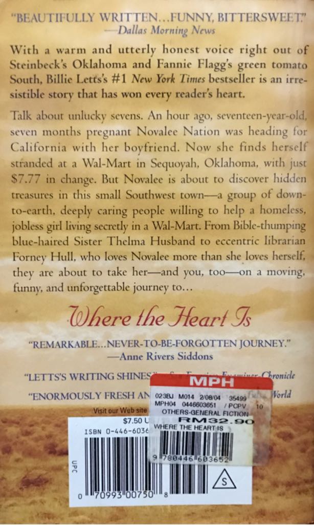 Where the Heart Is - Letts, Billie (Grand Central Publishing - Paperback) book collectible [Barcode 9780446603652] - Main Image 2