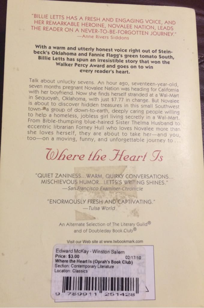 Where The Heart Is - letts (Warner Books - Paperback) book collectible - Main Image 2