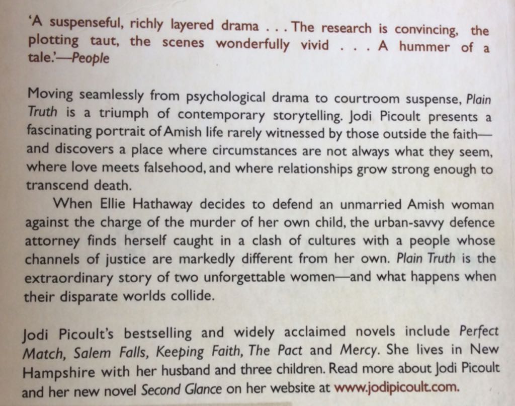 Plain Truth - Jodi Picoult (Allen&Unwin - Paperback) book collectible [Barcode 9781741140378] - Main Image 2