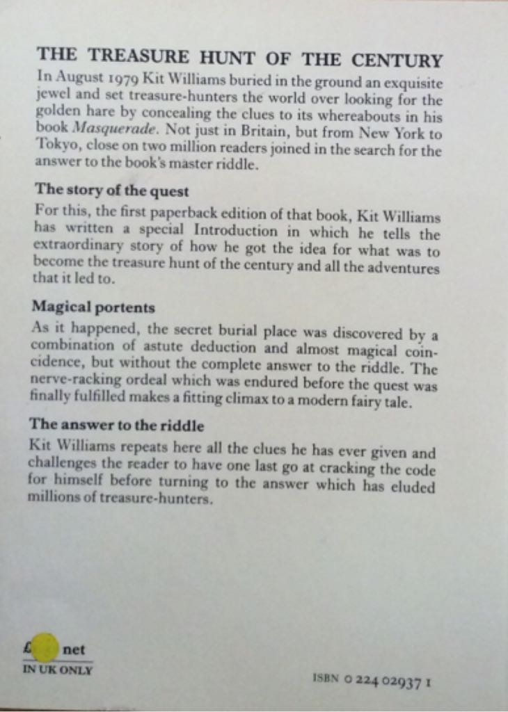 Masquerade - Kit Williams (Jonathan Cape) book collectible [Barcode 9780224029377] - Main Image 2