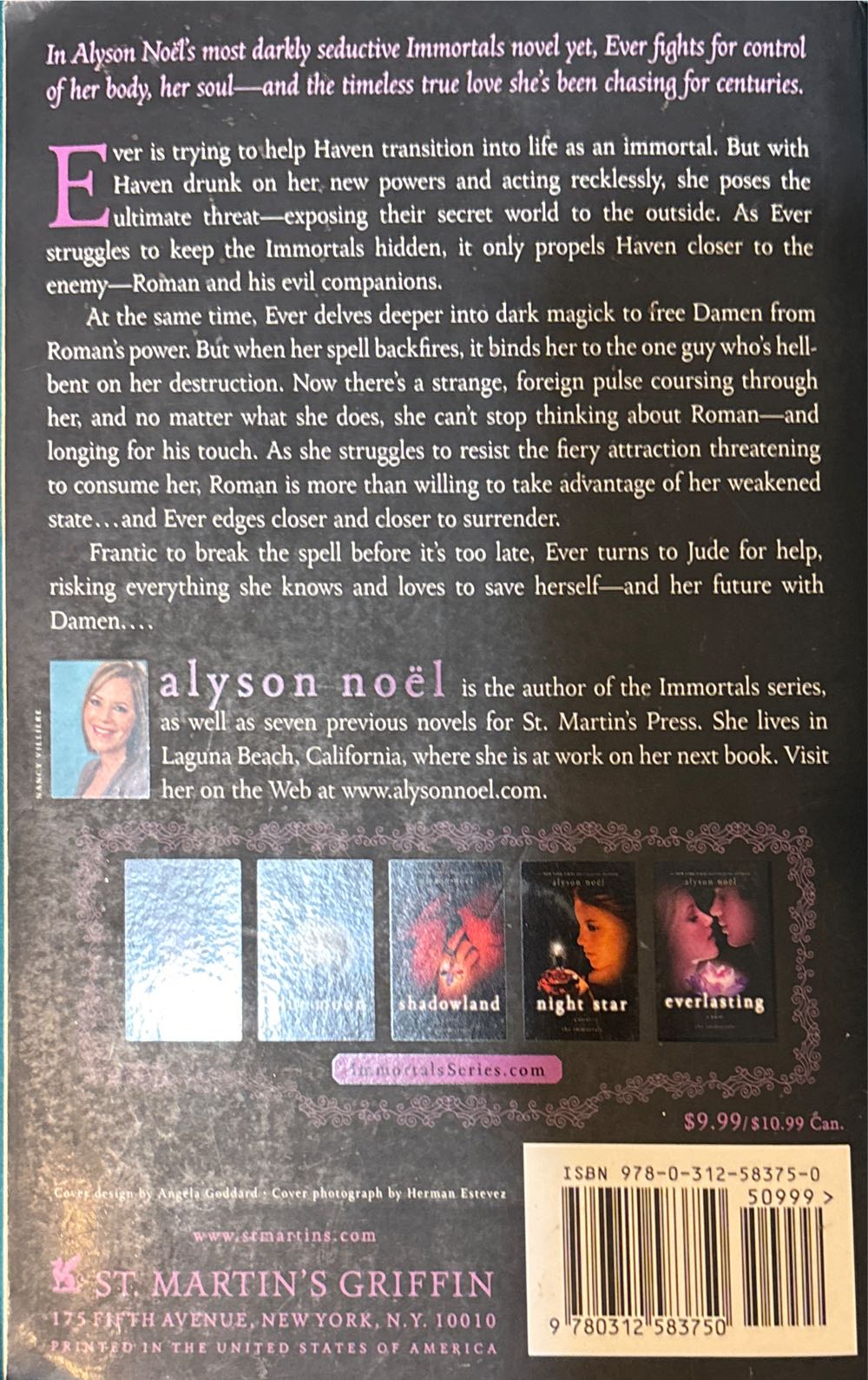 The Immortals #4: Dark Flame - Alyson Noel (St. Martin’s Griffin - Hardcover) book collectible [Barcode 9780312583750] - Main Image 2