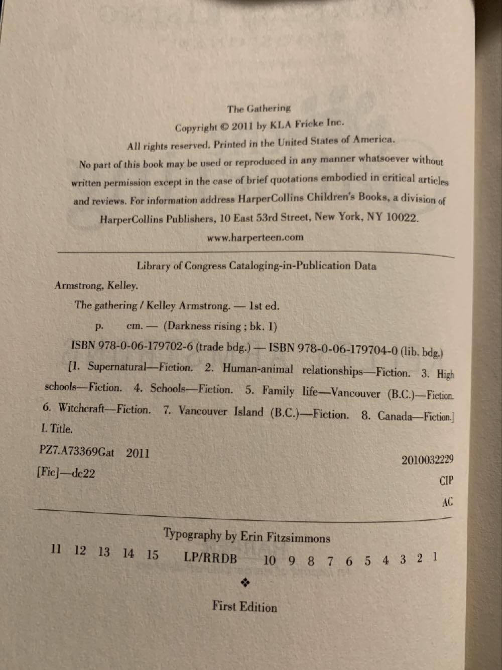 Gathering, The - Kelley Armstrong (Harper - Hardcover) book collectible [Barcode 9780061797026] - Main Image 3