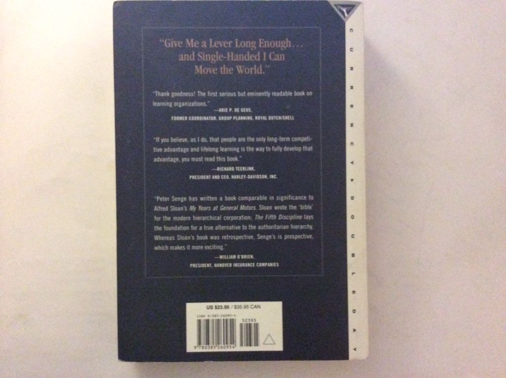 The Fifth Discipline - Peter Senge (Currency Doubleday - Paperback) book collectible [Barcode 9780385260954] - Main Image 2