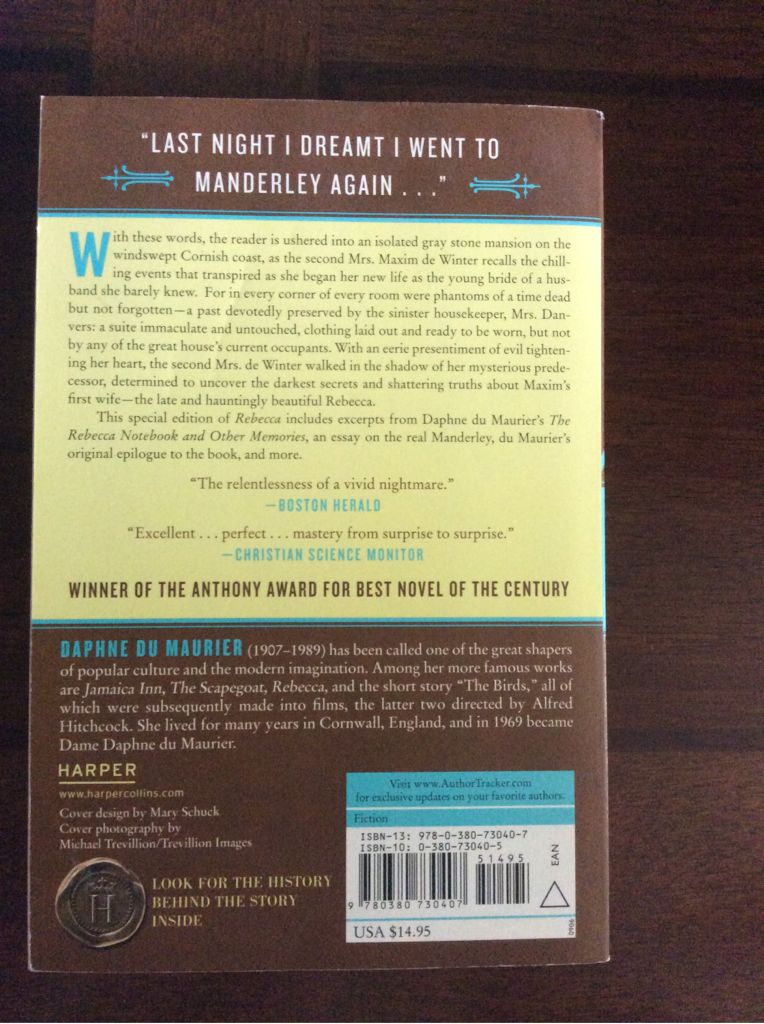 Rebecca - Daphne Du Maurier (Harper - Paperback) book collectible [Barcode 9780380730407] - Main Image 2