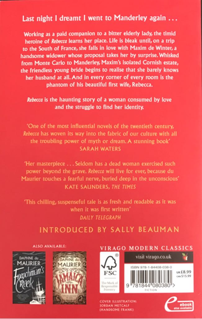 Rebecca - Daphne Du Maurier (Virago Press - Paperback) book collectible [Barcode 9781844080380] - Main Image 2