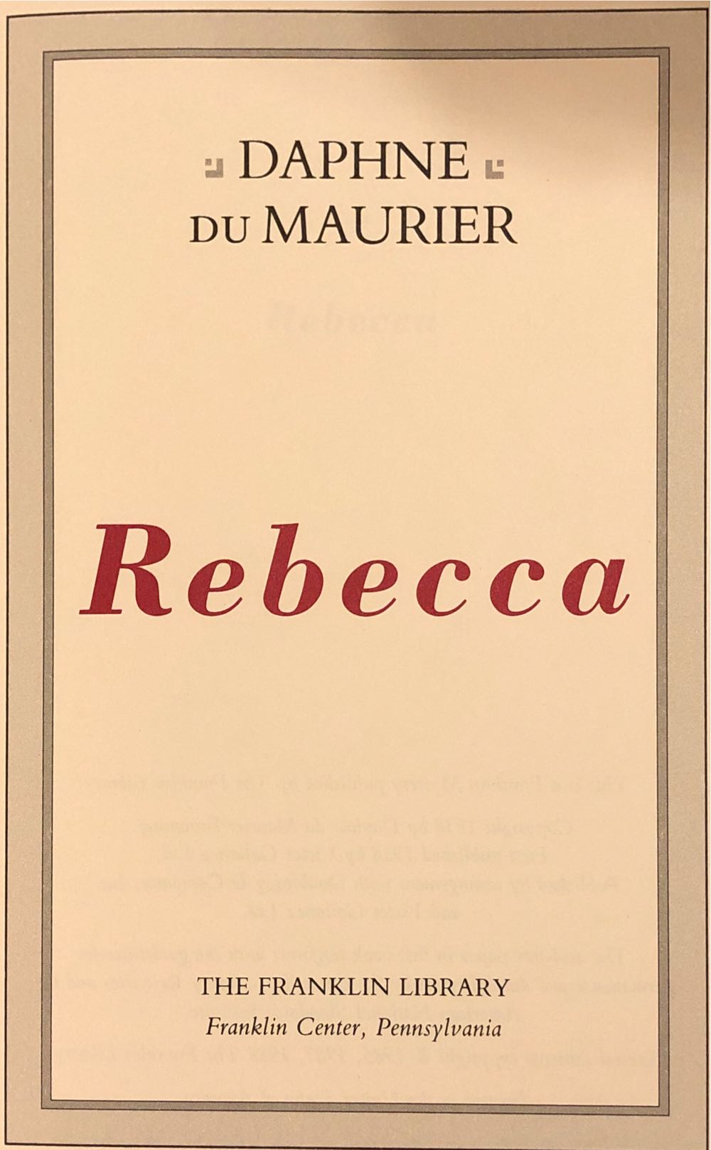 Rebecca - Daphne Du Maurier (The Franklin Library - Hardcover) book collectible - Main Image 2