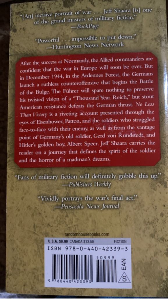 No Less Than Victory - Jeff Shaara (Ballantine Books - Paperback) book collectible [Barcode 9780440423393] - Main Image 2