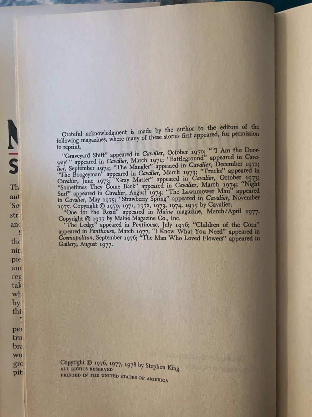 Night Shift - Stephen King (Doubleday And Company, Inc. - Hardcover) book collectible - Main Image 4