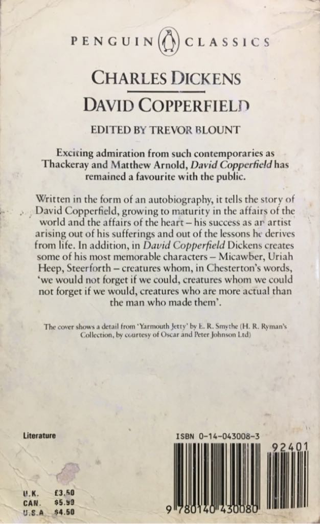 David Copperfield - Dickens, Charles (Penguin Classics - Paperback) book collectible [Barcode 9780140430080] - Main Image 2