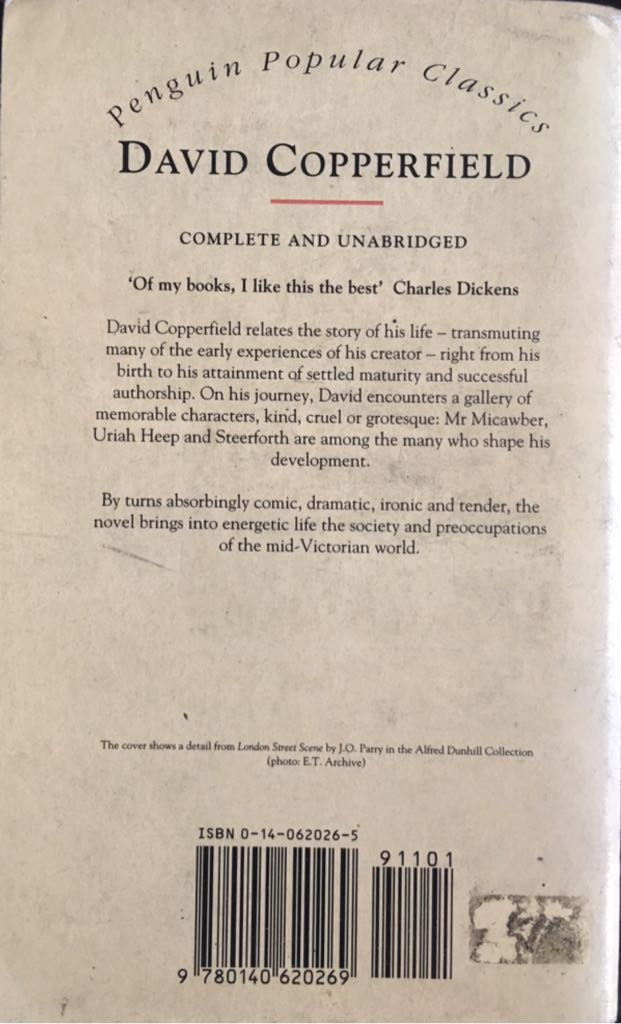 David Copperfield - Charles Dickens (Penguin Books - Paperback) book collectible [Barcode 9780140620269] - Main Image 2