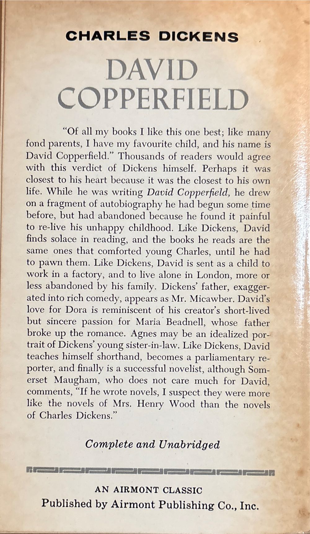 David Copperfield - Charles Dickens (Airmont Classic Series - Paperback) book collectible [Barcode 9780804900652] - Main Image 2