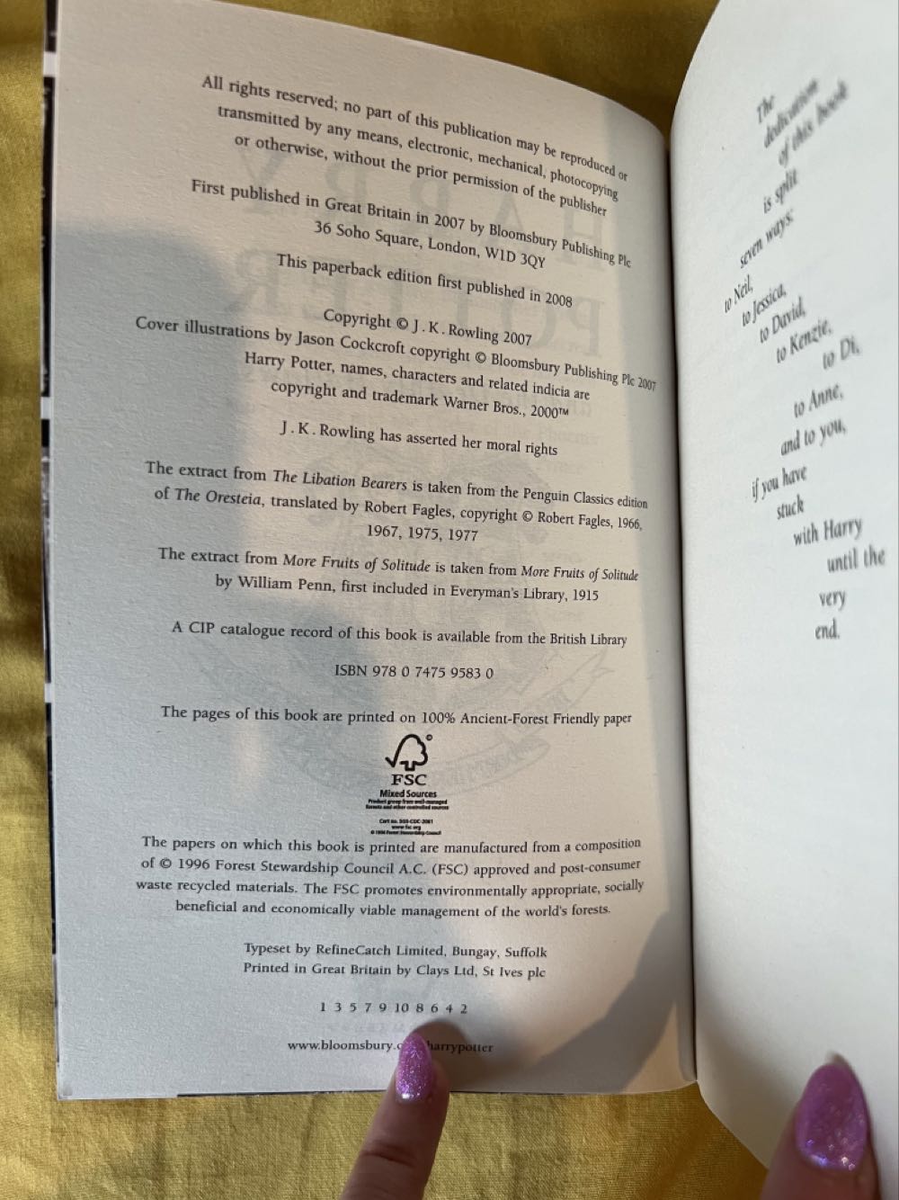 Harry Potter and the Deathly Hallows - J.K. Rowling (Bloomsbury - Paperback) book collectible [Barcode 9780747595830] - Main Image 3