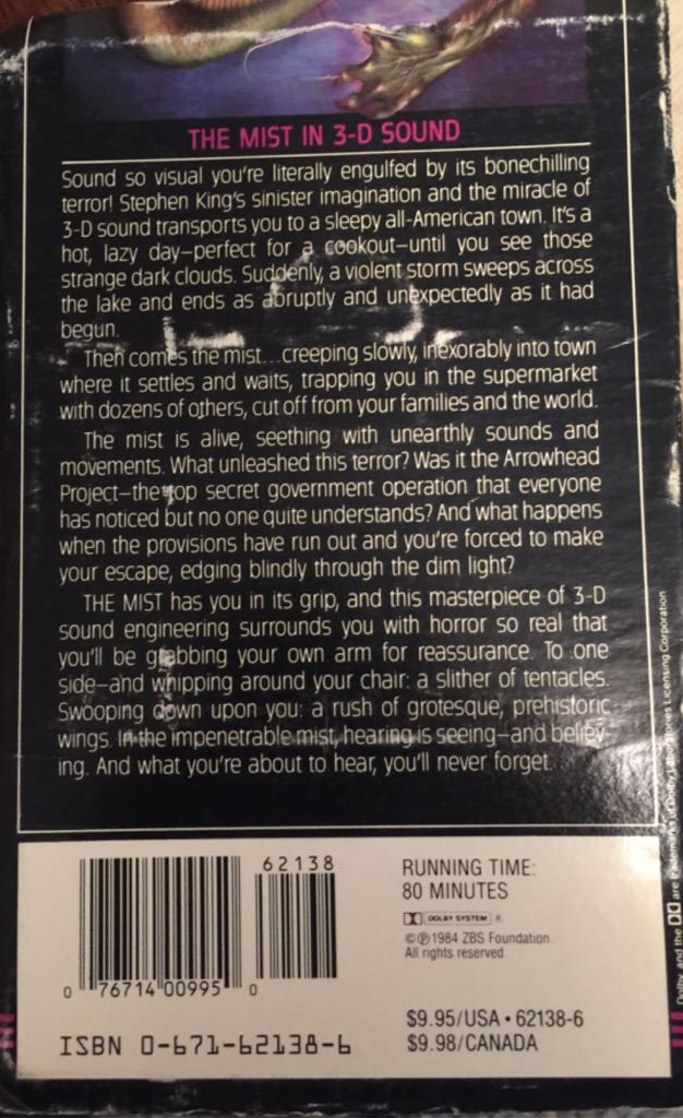 The Mist - Stephen King (Simon & Schuster Audio - Audiobook) book collectible [Barcode 9780671621384] - Main Image 2