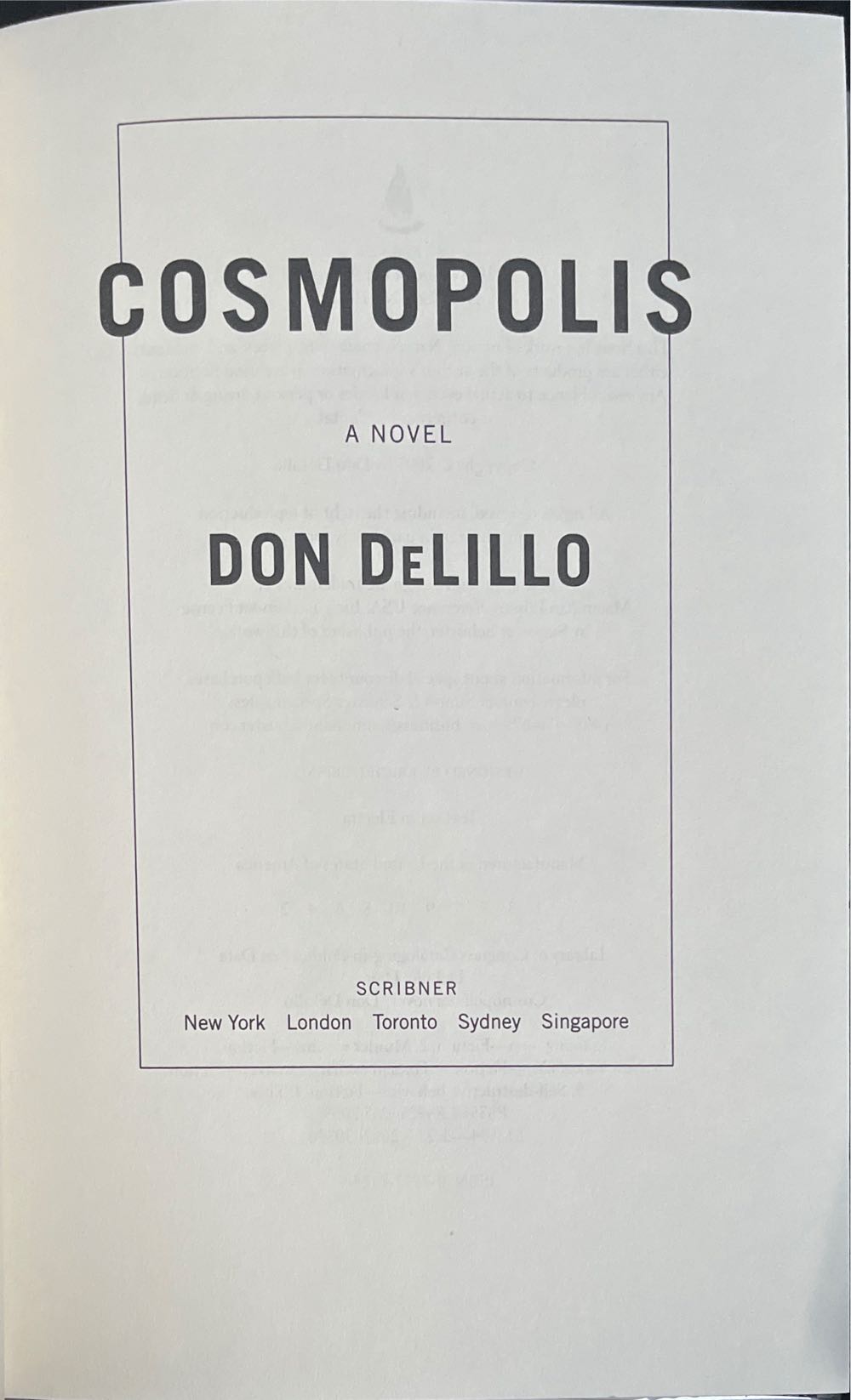 Cosmopolis - Don DeLillo (Penguin - Hardcover) book collectible [Barcode 9780743244244] - Main Image 4