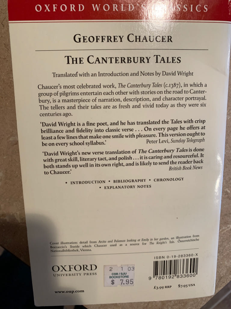 The Canterbury Tales - Geoffrey Chaucer (Oxford : Oxford University Press - Paperback) book collectible [Barcode 9780192833600] - Main Image 2