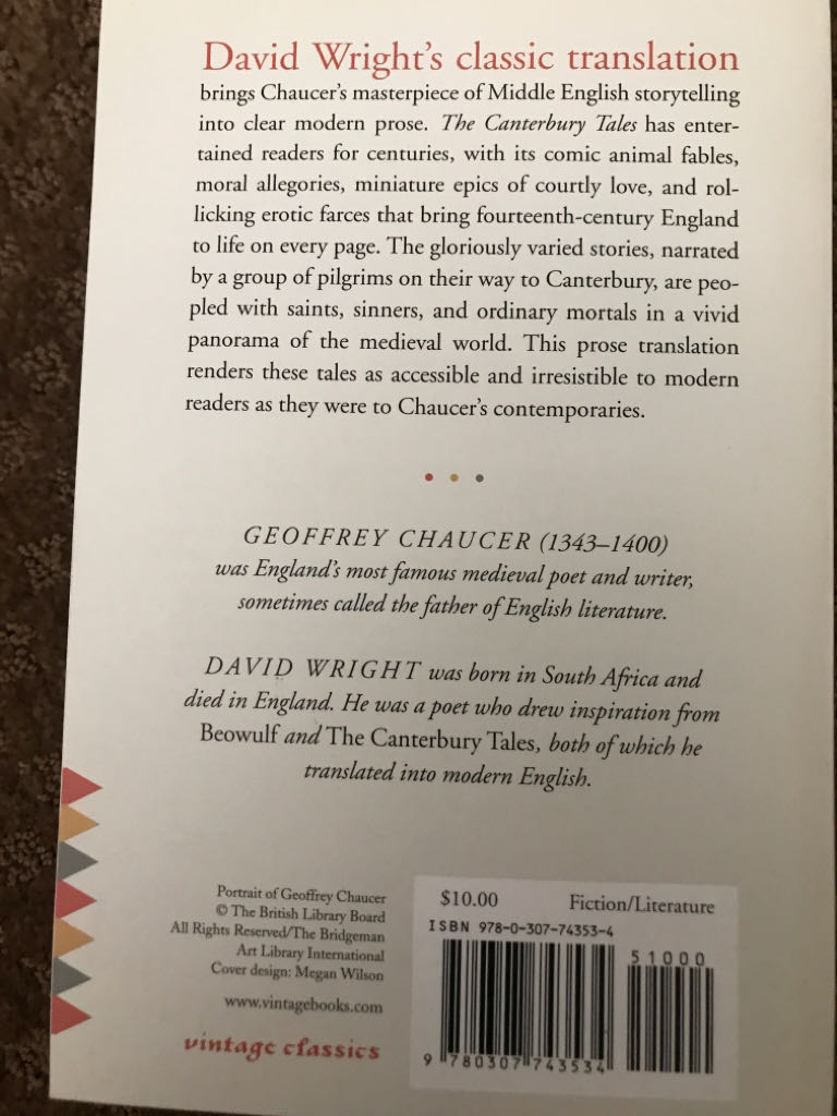 The Canterbury Tales - Geoffrey Chaucer (Vintage Books - Tape Binding) book collectible [Barcode 9780307743534] - Main Image 2