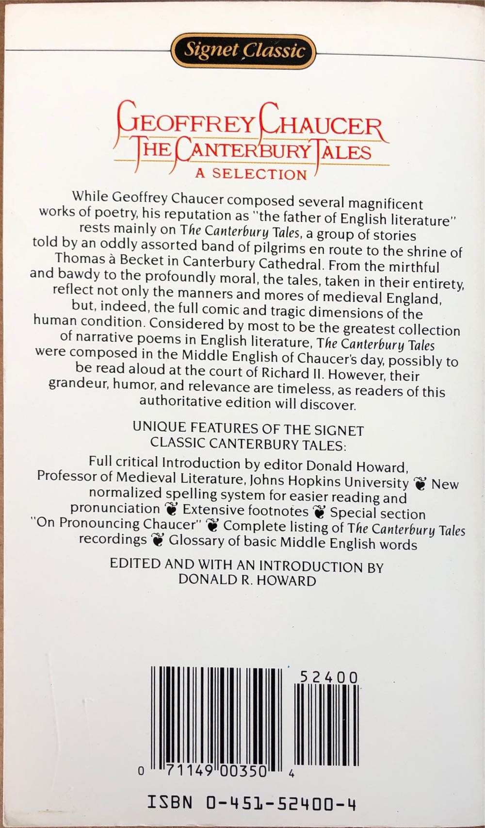 The Canterbury Tales - Chaucer Geoffrey (Signet Classics - Paperback) book collectible [Barcode 9780451524003] - Main Image 2