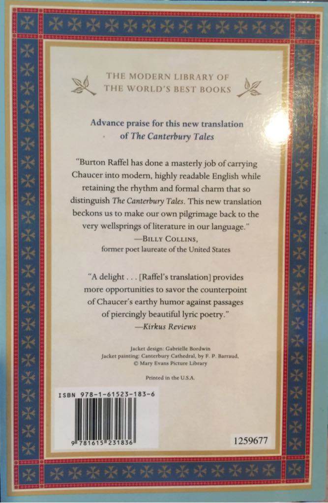 Canterbury Tales, The - Geoffrey Chaucer (Quality Paperback Book Club - Trade Paperback) book collectible [Barcode 9781615231836] - Main Image 2