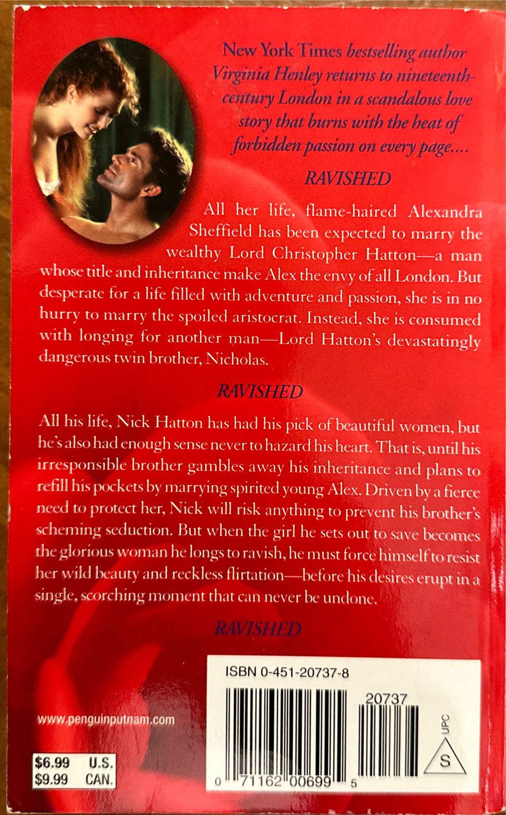 Ravished-discarded - Virginia Henley (Signet Book - Paperback) book collectible [Barcode 9780451207371] - Main Image 2