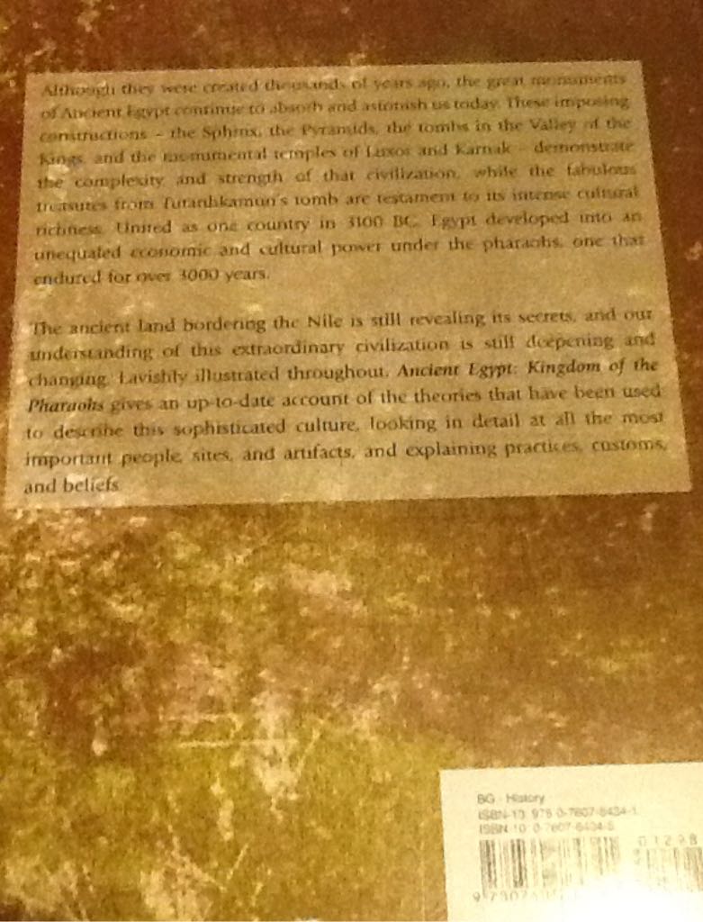 Ancient Egypt: Kingdom of the Pharaohs - R. Hamilton (Pattagon Books Ltd) book collectible [Barcode 9780760784341] - Main Image 2