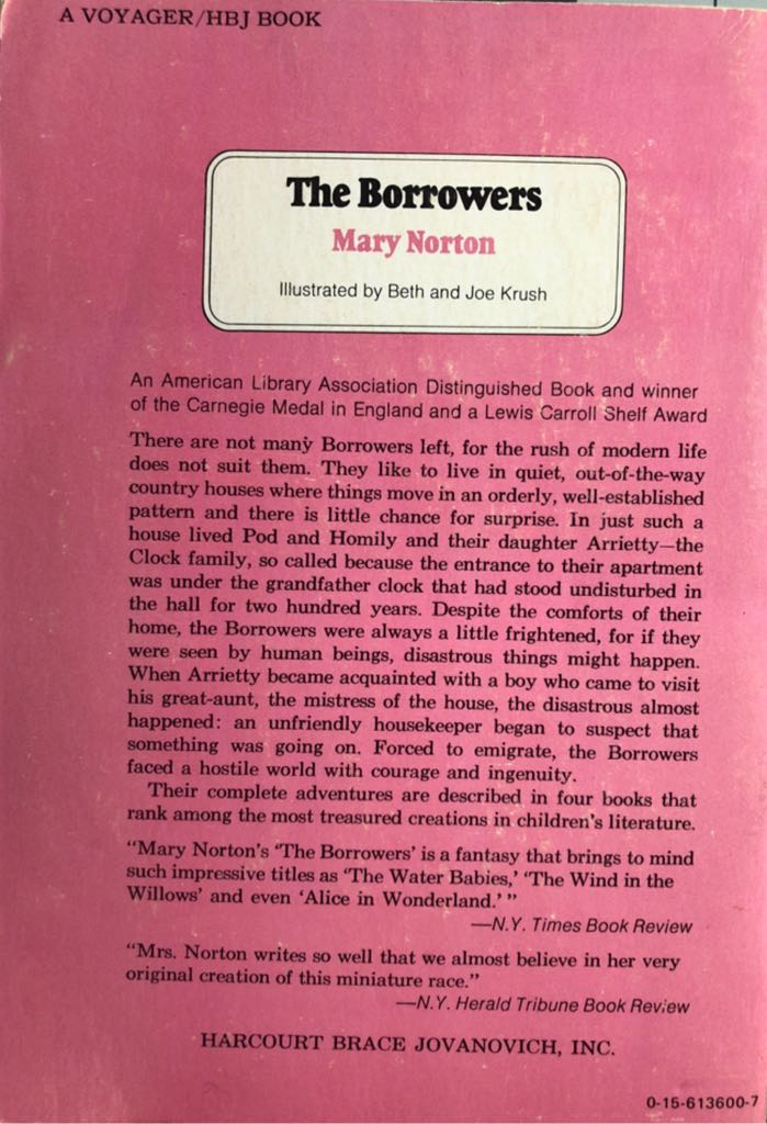 Borrowers, The - Mary Norton (A Voyager/ HBJ Books - Paperback) book collectible [Barcode 9780156136006] - Main Image 2