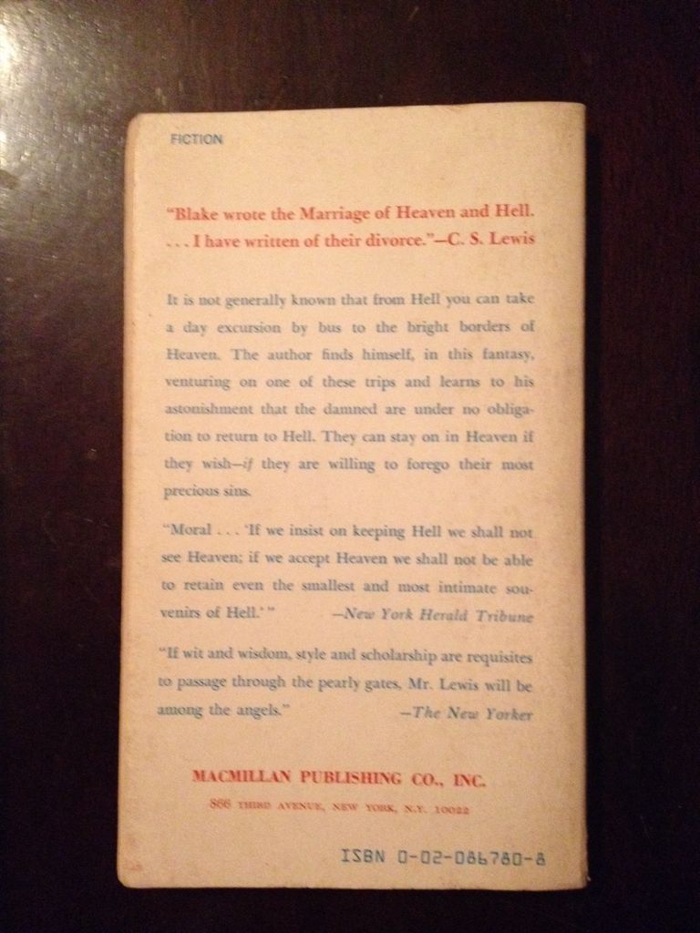 Great Divorce, The - CS Lewis book collectible [Barcode 9780020867807] - Main Image 2