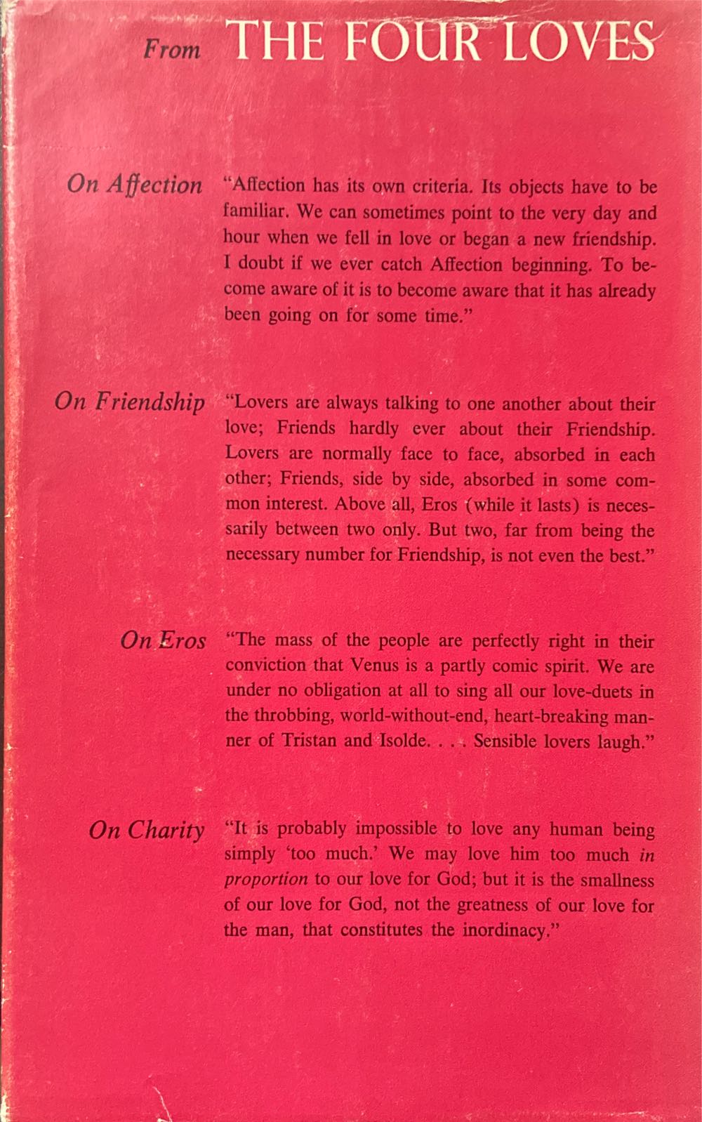 The Four Loves - C. S. Lewis (Harcourt, Brace & World, Inc - Hardcover) book collectible - Main Image 2