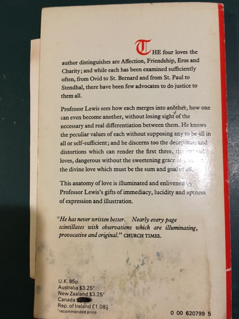 The Four Loves - C.S. Lewis (Collins Fount Papetbacks - Paperback) book collectible - Main Image 2