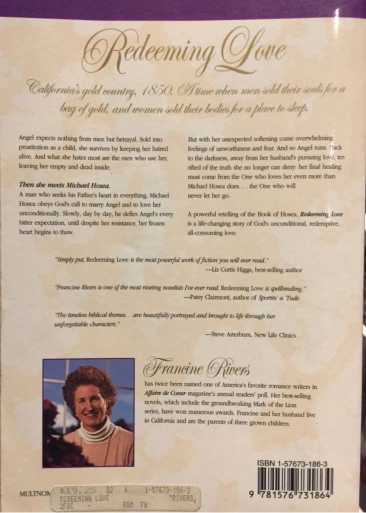 Redeeming Love - Francine Rivers (Multnomah Publishers - Trade Paperback) book collectible [Barcode 9781576731864] - Main Image 2