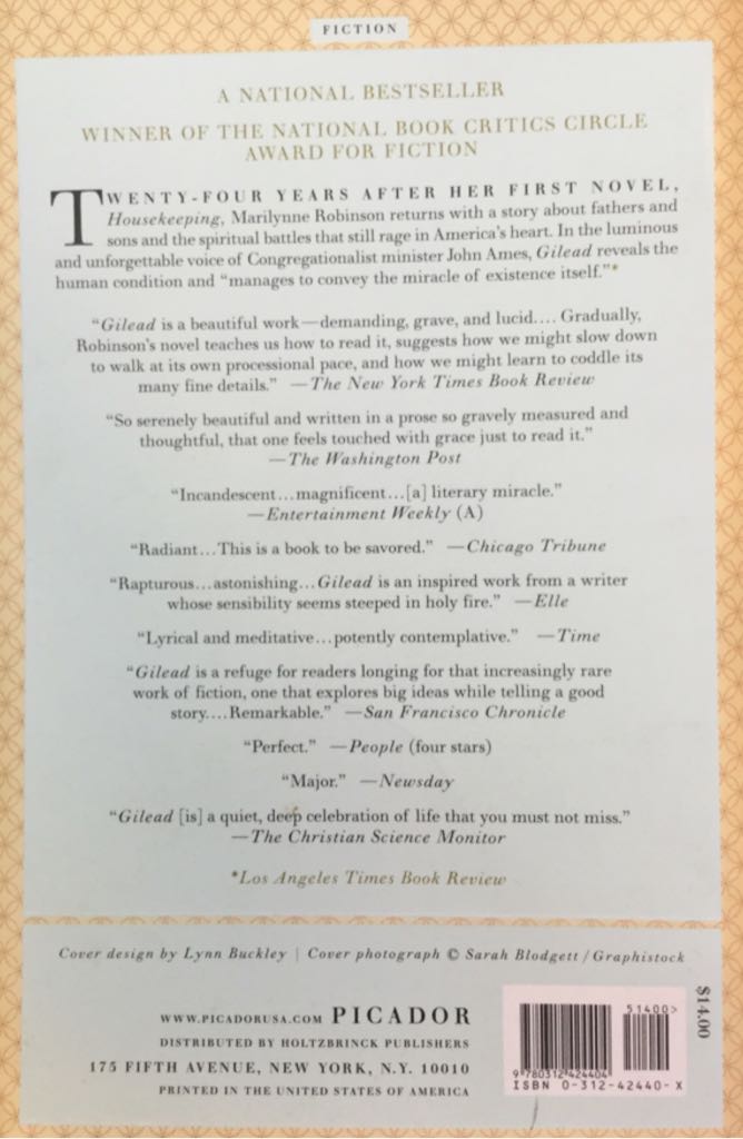 Gilead - Marilynne Robinson (Picador - Paperback) book collectible [Barcode 9780312424404] - Main Image 2