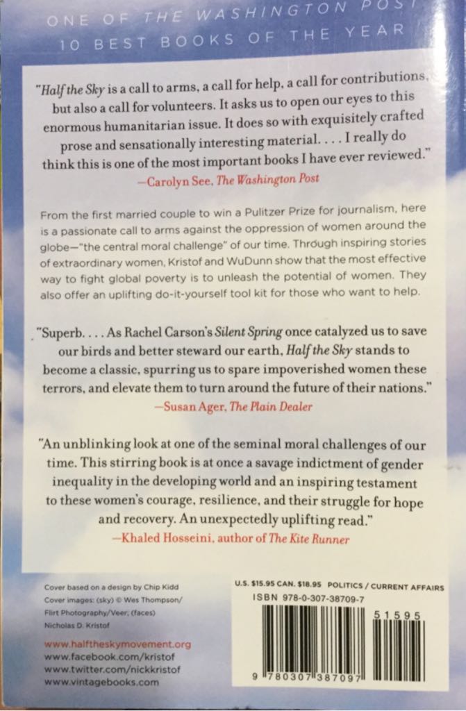 Half The Sky - Sheryl WuDunn (Vintage Books - Paperback) book collectible [Barcode 9780307387097] - Main Image 2