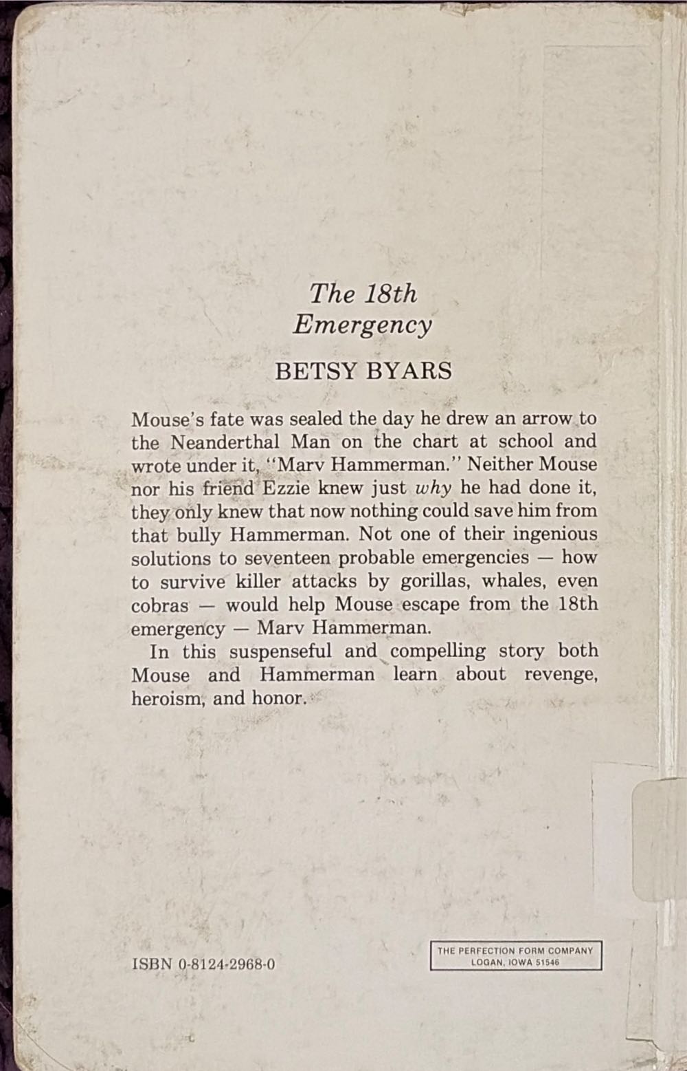The 18th Emergency - Betsy Byars (Puffin Books - Hardcover) book collectible [Barcode 9780812429688] - Main Image 2
