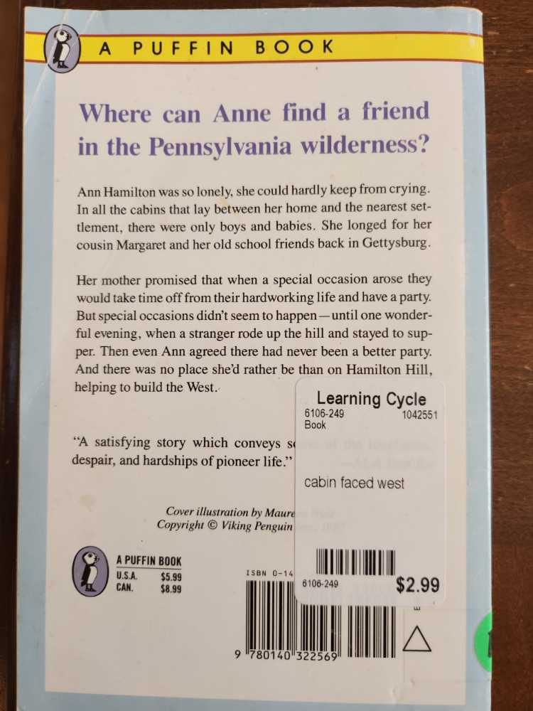 The Cabin Faced West - Jean Fritz (Viking Childrens Books) book collectible [Barcode 9780140322569] - Main Image 2