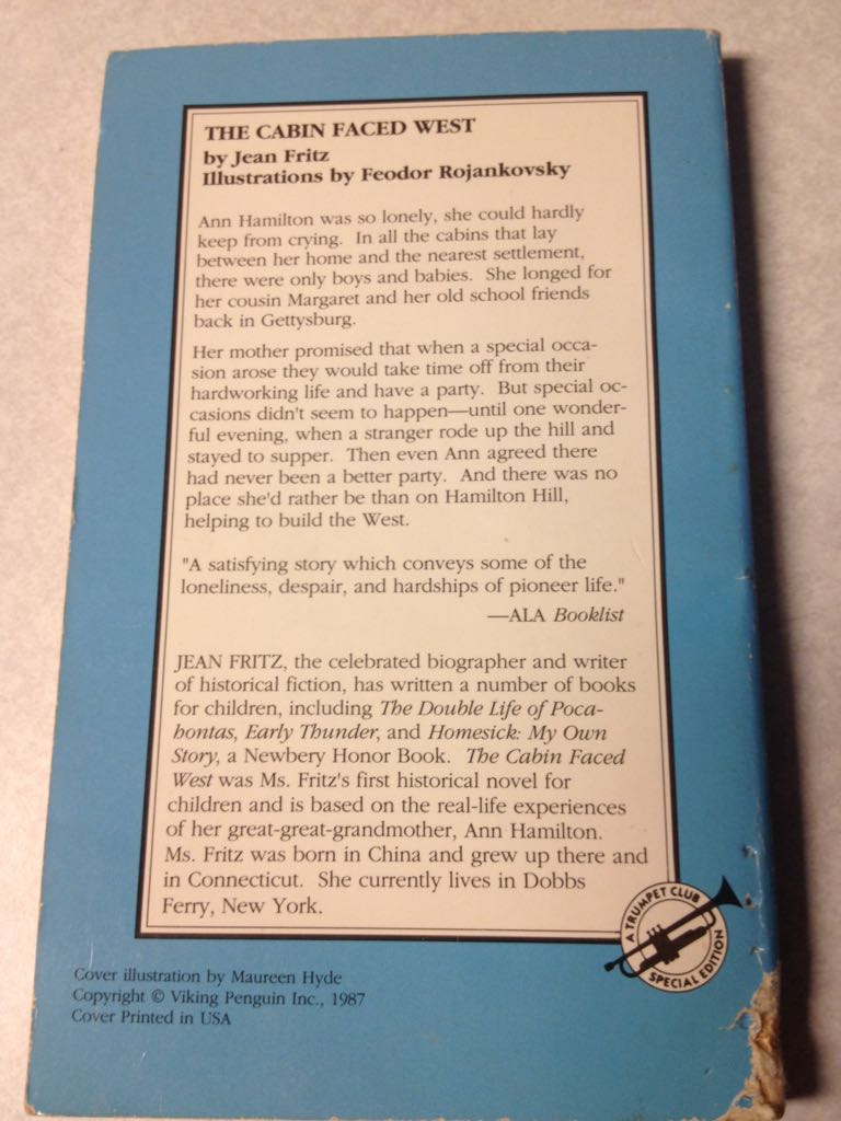 The Cabin Faced West - Fritz book collectible - Main Image 2