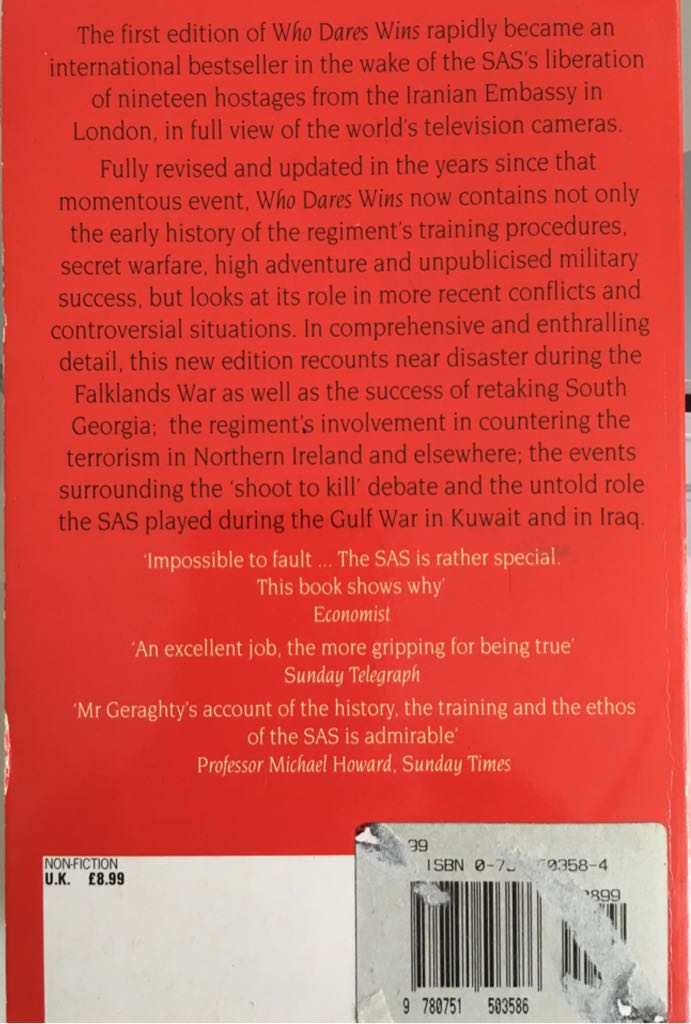 Who Dares Wins - Tony Geraghty (Sphere - Paperback) book collectible [Barcode 9780751503586] - Main Image 2