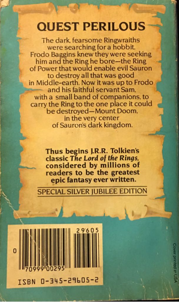 The Lord Of The Rings, Book 1: The Fellowship of the Ring - J.R.R. Tolkien (Ballantine - Paperback) book collectible [Barcode 9780345296054] - Main Image 2
