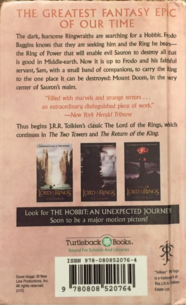 Lord Of The Rings The Fellowship of the Ring - J. R. (Turtleback Books - Hardcover) book collectible [Barcode 9780808520764] - Main Image 2