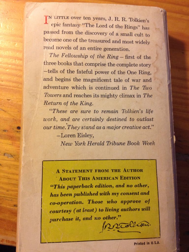 The Fellowship of the Ring - J. R. (Ballatine) book collectible - Main Image 2