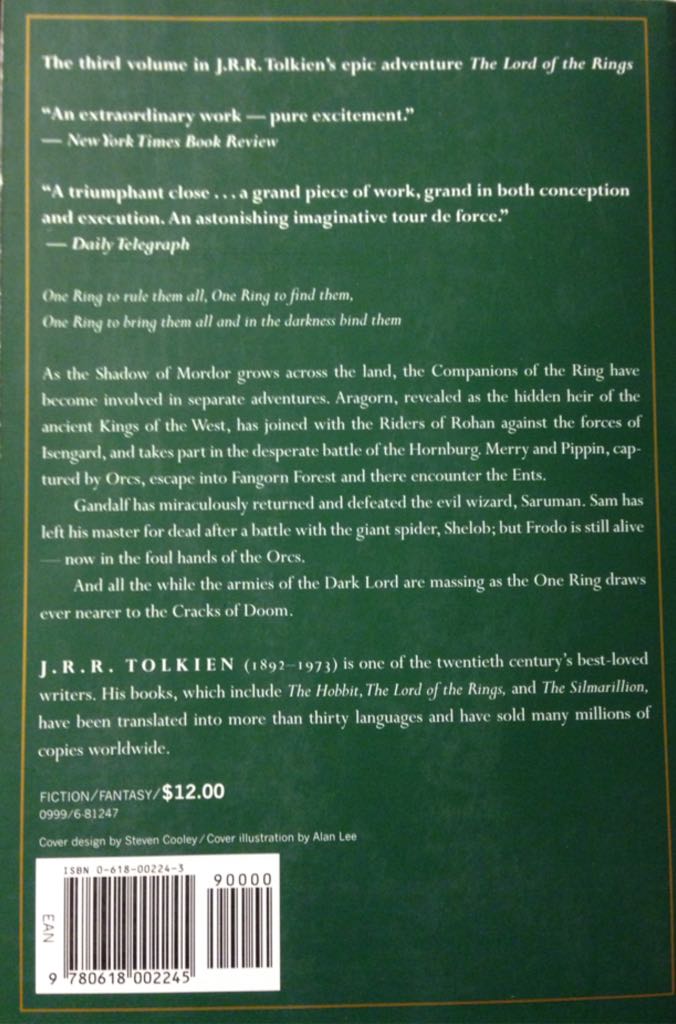 The Return of the King - J.R.R. Tolkien (Houghton Mifflin Co. - Paperback) book collectible [Barcode 9780618002245] - Main Image 2