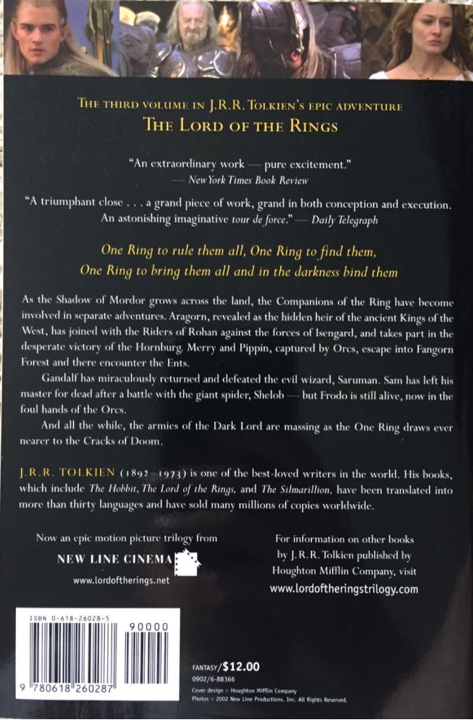 The Return of the King - J. R. R. Tolkien (Houghton Mifflin - Paperback) book collectible [Barcode 9780618260287] - Main Image 2