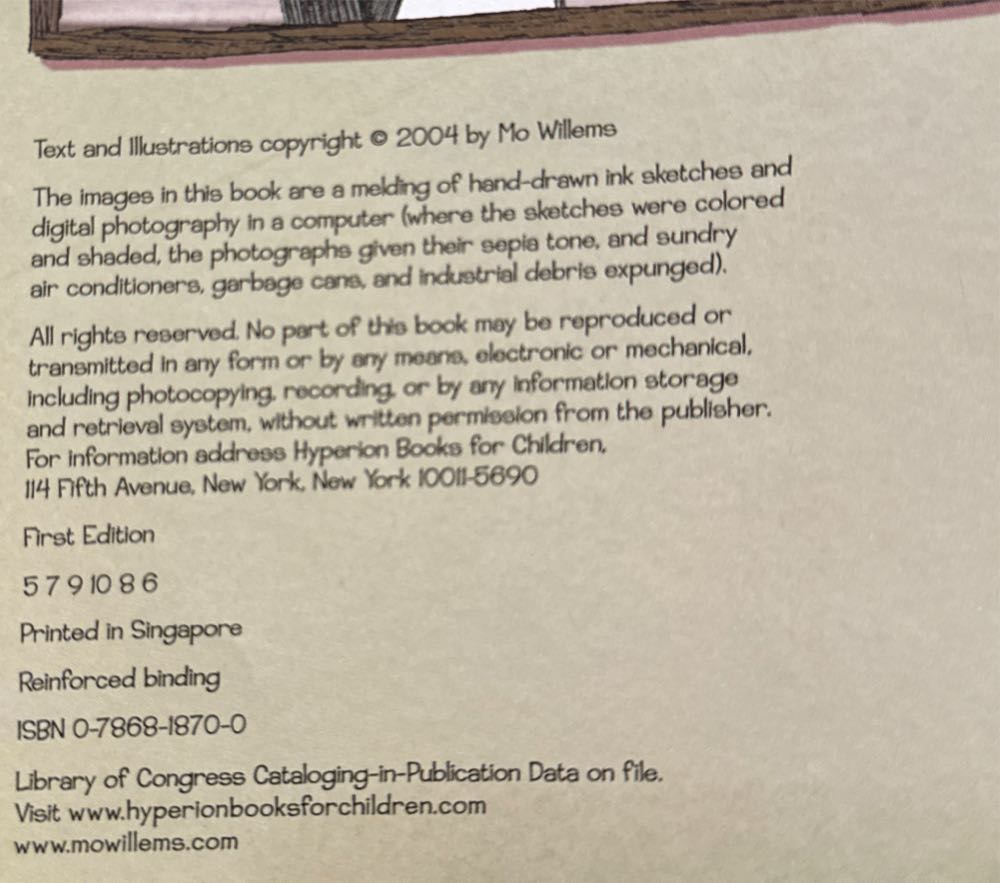 Knuffle Bunny - Mo Willems (Hyperion Books for Children - Hardcover) book collectible [Barcode 9780786818709] - Main Image 4