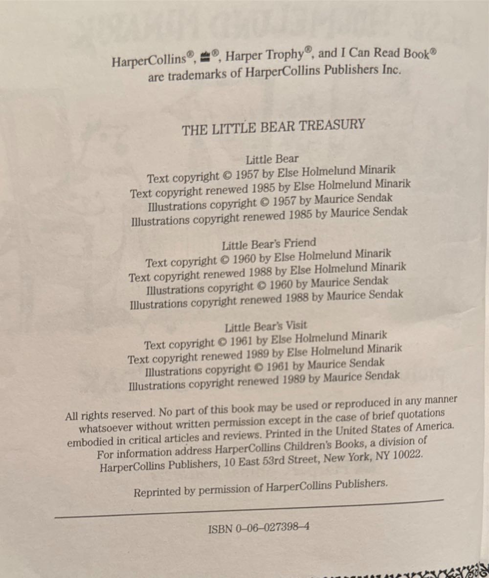 The Little Bear Treasury - Else Holmelund Minarik (- Hardcover) book collectible [Barcode 9780060273989] - Main Image 3
