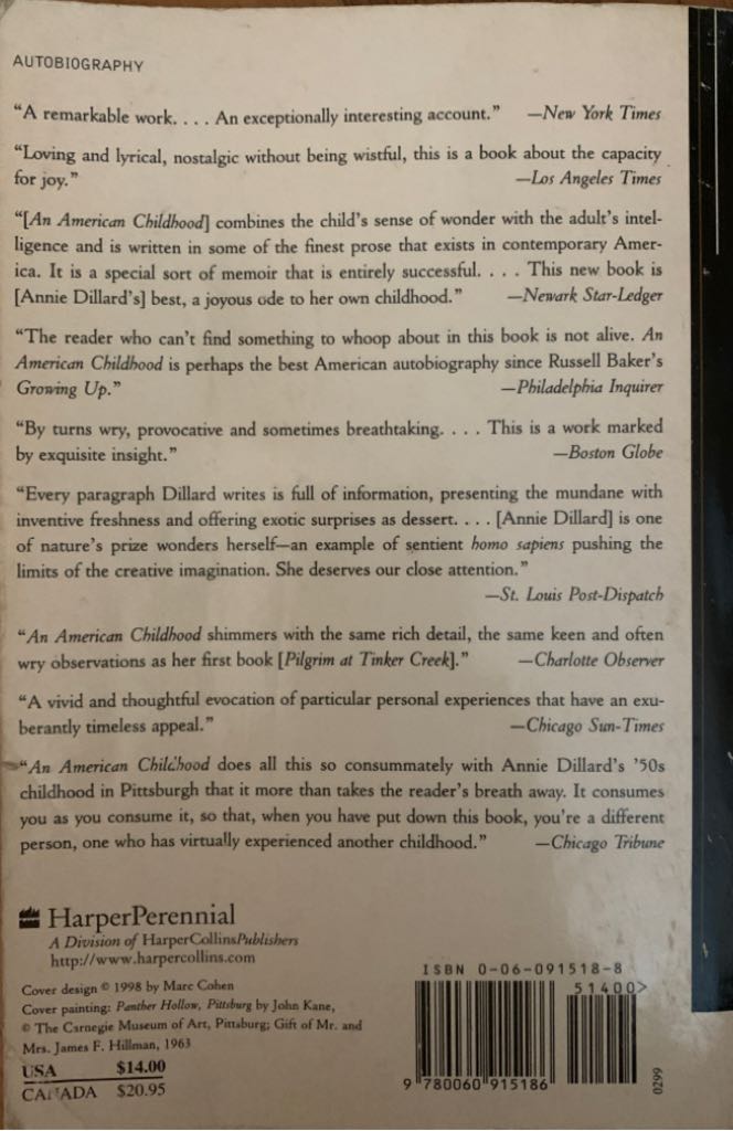 An American Childhood - Annie Dillard (HarperCollins - Paperback) book collectible [Barcode 9780060915186] - Main Image 2