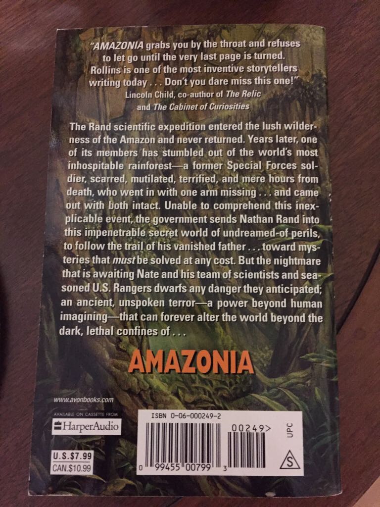 Amazonia - James Rollins (Harper - Paperback) book collectible [Barcode 9780060002497] - Main Image 2