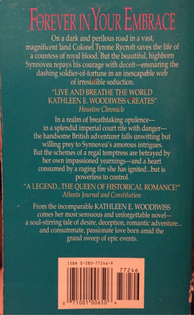 7. Forever In Your Embrace - Kathleen E Woodiwiss (Avon Books - Paperback) book collectible [Barcode 9780380772469] - Main Image 2